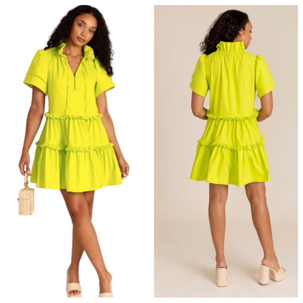 Alden Adair Hallie Ruffle Dress in Citrus Size Small NWT